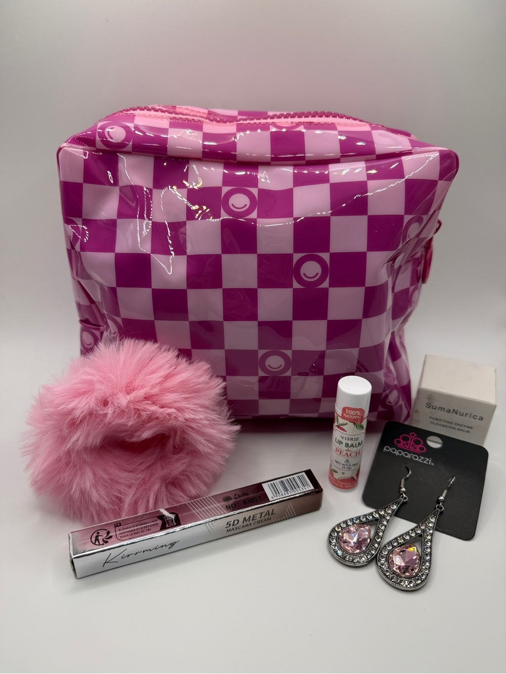 6pc Pink Makeup Bag & Beauty Bundle - Paparazzi, Lip Balm & Accessories!